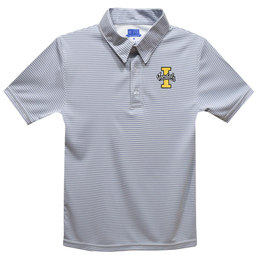 Idaho State University Bengals ISU Embroidered Gray Stripes Short Sleeve Polo Box Shirt