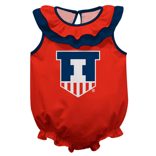 Illinois Fighting Illini Orange Sleeveless Ruffle Onesie Logo Bodysuit