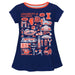 Illinois Fighting Illini Hand Sketched Vive La Fete Impressions Artwork Blue Short Sleeve Top