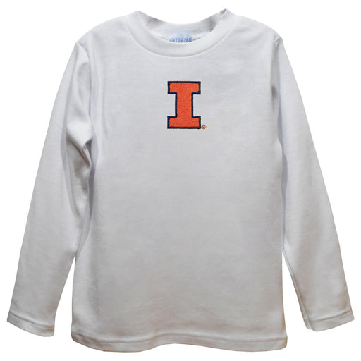 Illinois Fighting Illini Embroidered White Long Sleeve Boys Tee Shirt