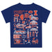 Illinois Fighting Illini Hand Sketched Vive La Fete Impressions Artwork Boys Navy Short Sleeve Tee Shirt - Vive La Fête - Online Apparel Store