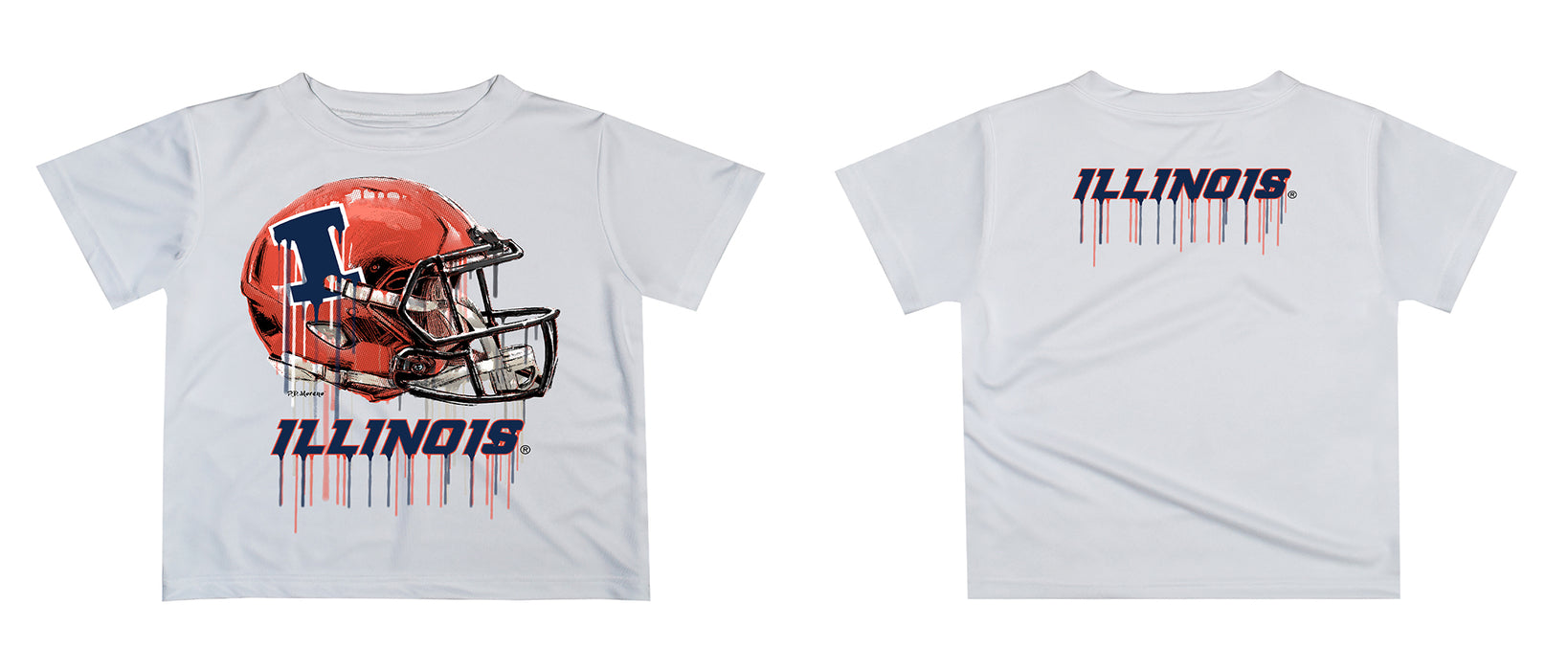 Illinois Fighting Illini Original Dripping Football HelmetT-Shirt by Vive La Fete - Vive La Fête - Online Apparel Store