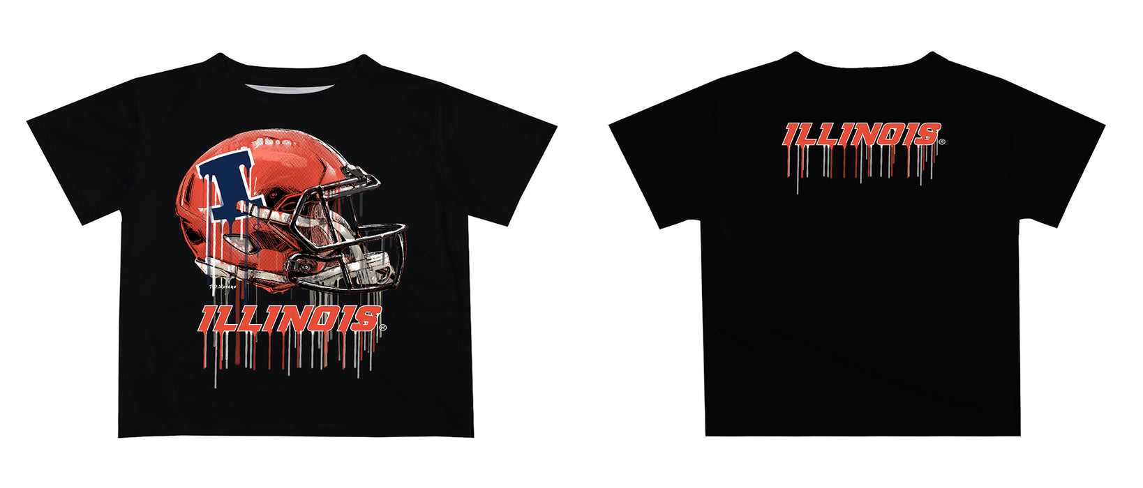 Illinois Fighting Illini Original Dripping Football HelmetT-Shirt by Vive La Fete - Vive La Fête - Online Apparel Store