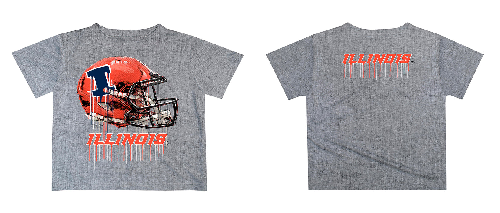 Illinois Fighting Illini Original Dripping Football HelmetT-Shirt by Vive La Fete - Vive La Fête - Online Apparel Store