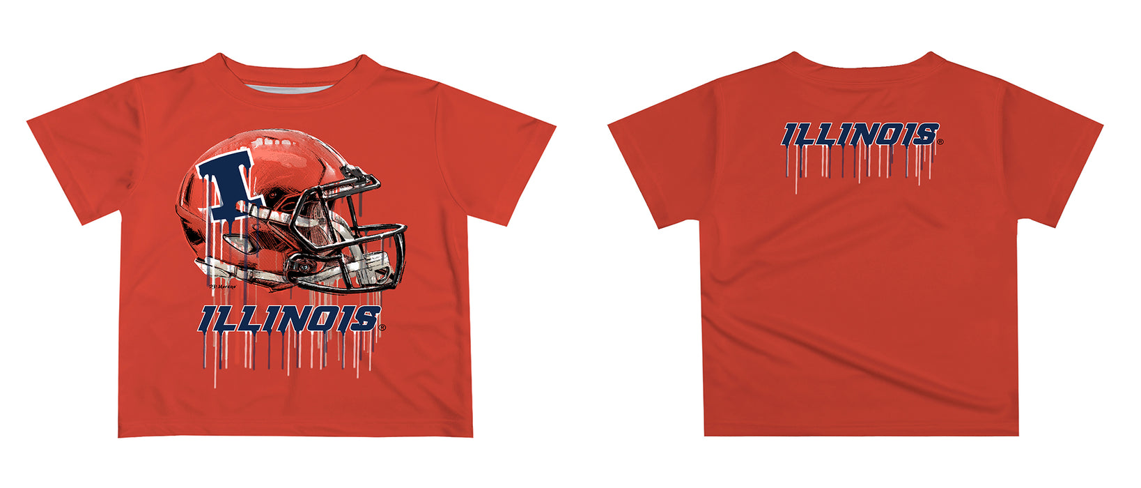 Illinois Fighting Illini Original Dripping Football HelmetT-Shirt by Vive La Fete - Vive La Fête - Online Apparel Store