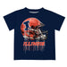 Illinois Fighting Illini Original Dripping Football Helmet Blue T-Shirt by Vive La Fete