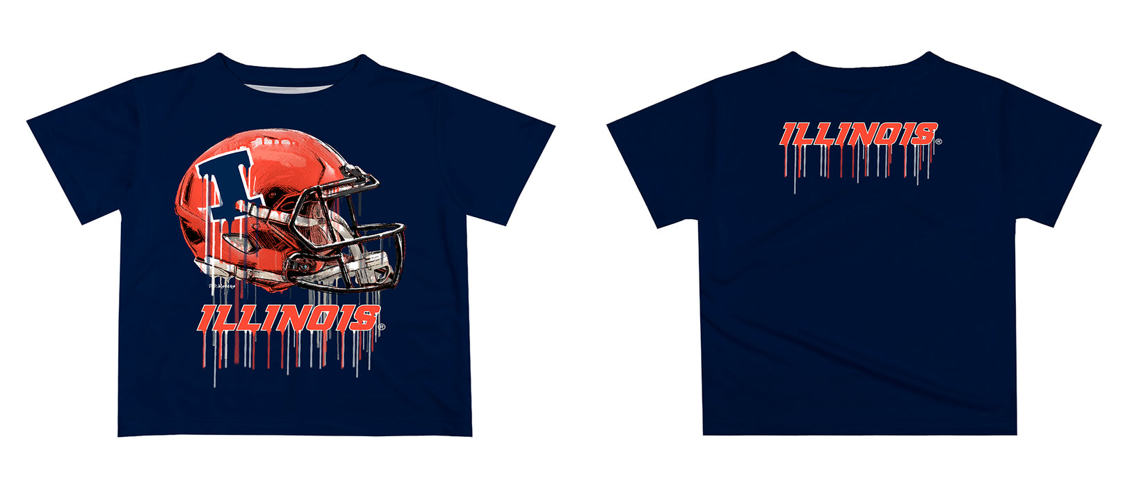 Illinois Fighting Illini Original Dripping Football HelmetT-Shirt by Vive La Fete - Vive La Fête - Online Apparel Store