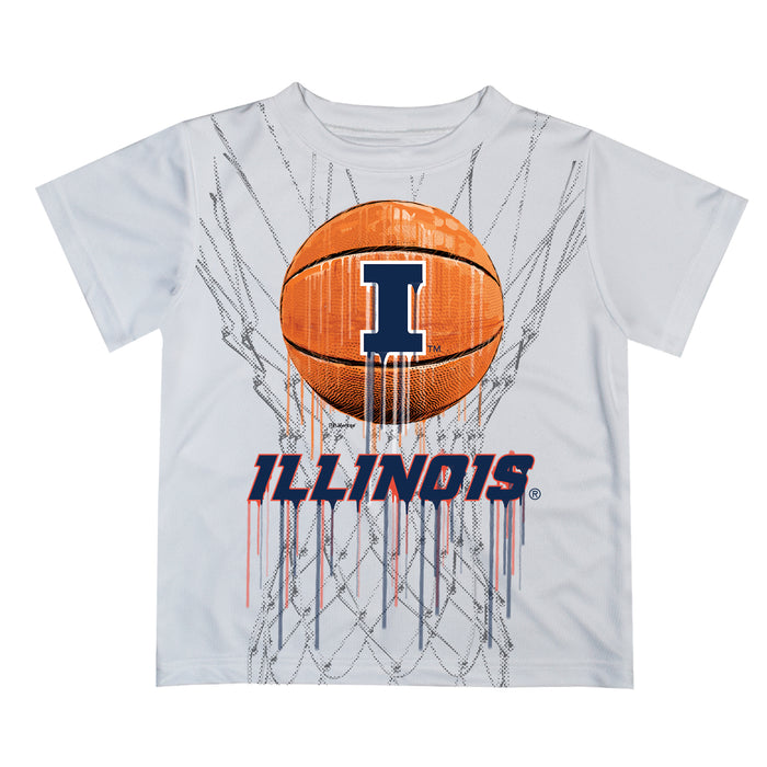 Illinois Fighting Illini Original Dripping Ball White T-Shirt by Vive La Fete