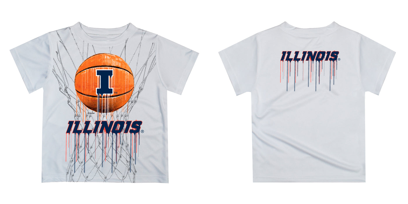 Illinois Fighting Illini Original Dripping Basketball Blue T-Shirt by Vive La Fete - Vive La Fête - Online Apparel Store