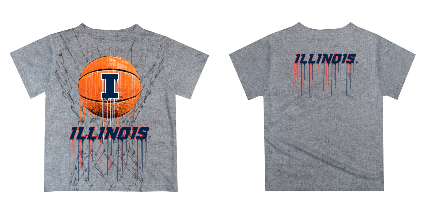 Illinois Fighting Illini Original Dripping Basketball Blue T-Shirt by Vive La Fete - Vive La Fête - Online Apparel Store