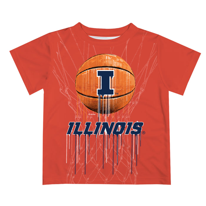 Illinois Fighting Illini Original Dripping Ball Orange T-Shirt by Vive La Fete