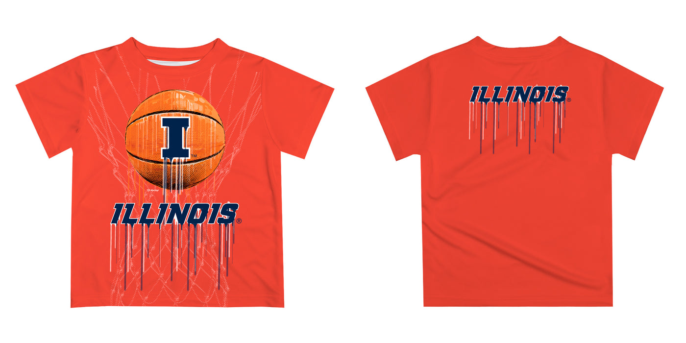 Illinois Fighting Illini Original Dripping Basketball Blue T-Shirt by Vive La Fete - Vive La Fête - Online Apparel Store