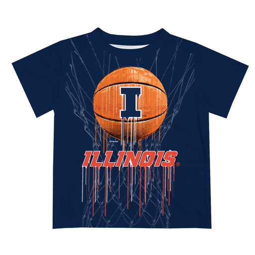 Illinois Fighting Illini Original Dripping Ball Blue T-Shirt by Vive La Fete