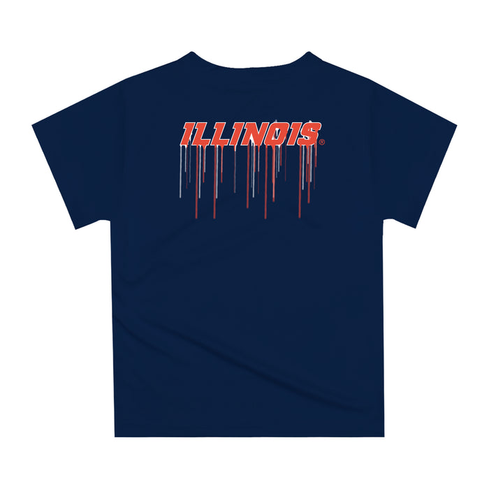 Illinois Fighting Illini Original Dripping Basketball Blue T-Shirt by Vive La Fete - Vive La Fête - Online Apparel Store