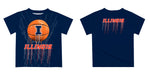 Illinois Fighting Illini Original Dripping Basketball Blue T-Shirt by Vive La Fete - Vive La Fête - Online Apparel Store