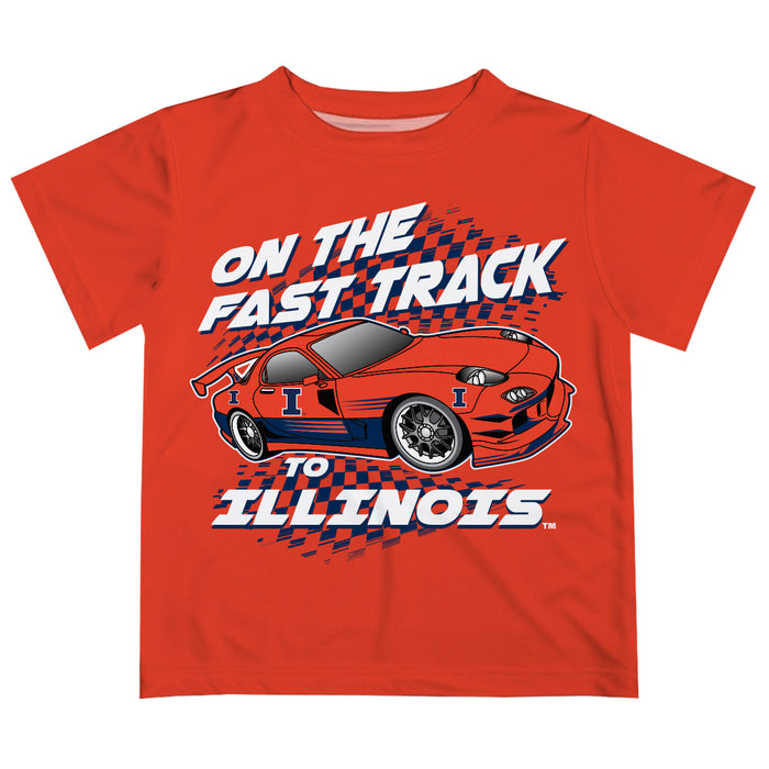 Illinois Fighting Illini Vive La Fete Fast Track Boys Game Day Orange Short Sleeve Tee