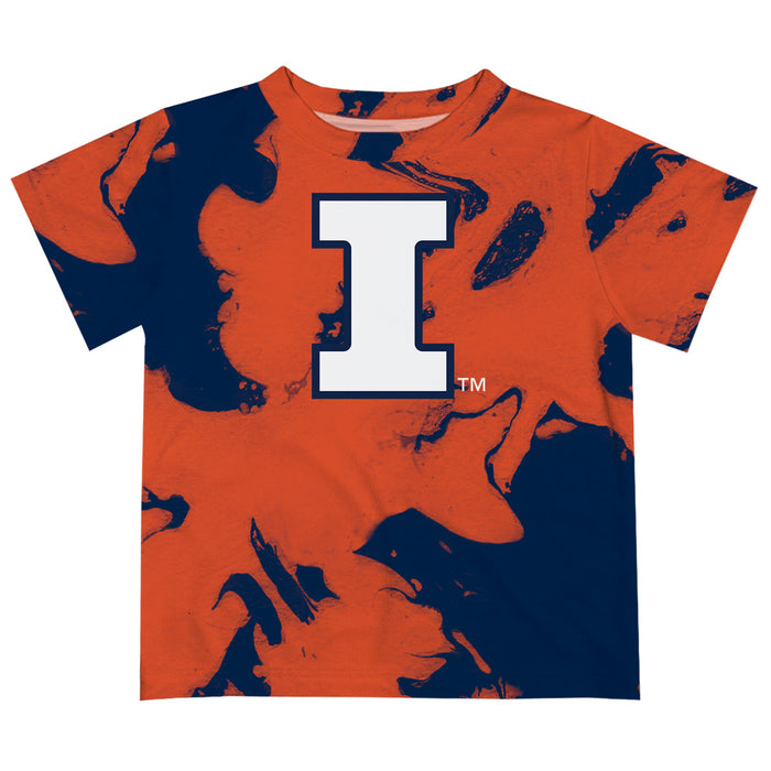 Illinois Fighting Illini Vive La Fete Marble Boys Game Day Orange Short Sleeve Tee