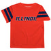 Illinois Fighting Illini Vive La Fete Boys Game Day Orange Short Sleeve Tee with Stripes on Sleeves