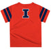 Illinois Fighting Illini Vive La Fete Boys Game Day Orange Short Sleeve Tee with Stripes on Sleeves - Vive La Fête - Online Apparel Store