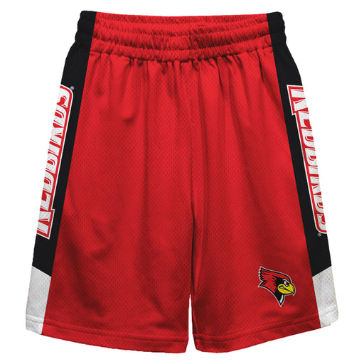 Illinois State Redbirds Vive La Fete Game Day Red Stripes Boys Solid Black Athletic Mesh Short