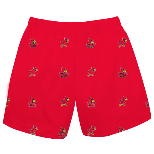 Illinois State Redbirds Vive La Fete Boys Game Day All Over Logo Elastic Waist Classic Play Red Pull On Short