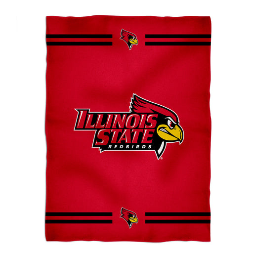 Illinois State Redbirds Vive La Fete Game Day Warm Lightweight Fleece Red Throw Blanket 40 X 58 Logo and Stripes