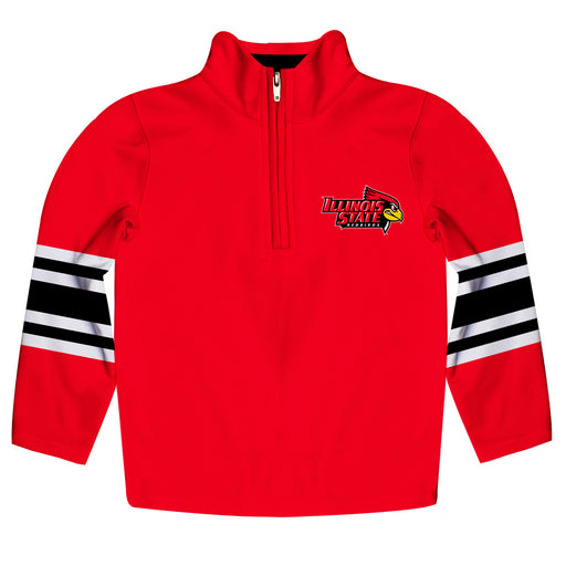 Illinois State Redbirds Vive La Fete Game Day Red Quarter Zip Pullover Stripes on Sleeves