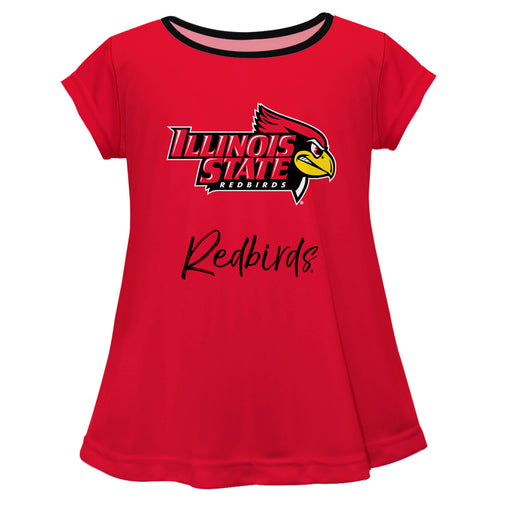 Illinois State University Redbirds Vive La Fete Girls Game Day Short Sleeve Red Top with School Logo and Name
