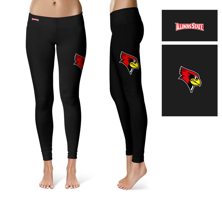 Illinois State Redbirds Vive La Fete Collegiate Large Logo on Thigh Women Black Yoga Leggings 2.5 Waist Tights - Vive La Fête - Online Apparel Store
