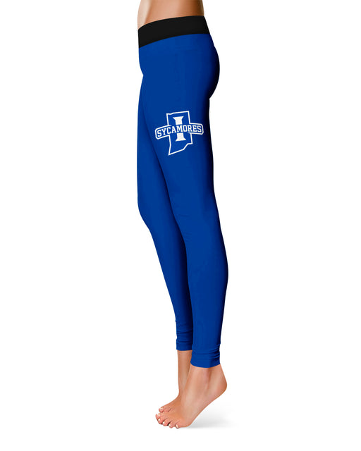 Indiana State Sycamores Vive La Fete Game Day Collegiate Logo on Thigh Blue Women Yoga Leggings 2.5 Waist Tights" - Vive La Fête - Online Apparel Store