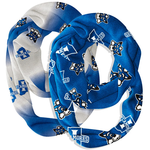 Indiana State Sycamores Vive La Fete All Over Logo Collegiate Women Set of 2 Light Weight Ultra Soft Infinity Scarfs