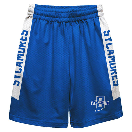 Indiana State Sycamores Vive La Fete Game Day Blue Stripes Boys Solid White Athletic Mesh Short