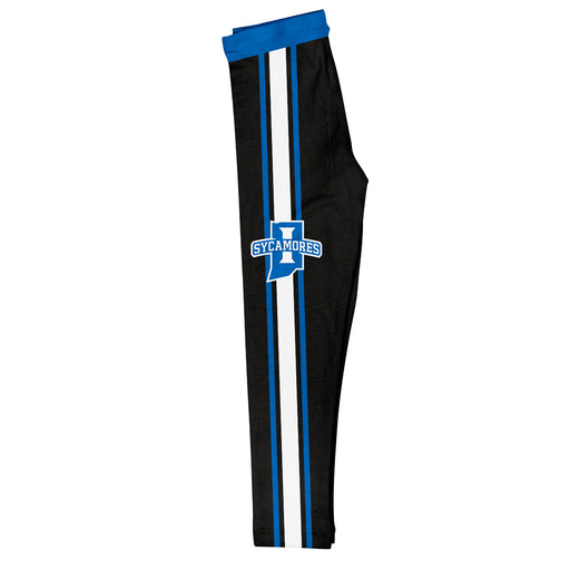 Indiana State Sycamores Vive La Fete Girls Game Day Black with Blue Stripes Leggings Tights