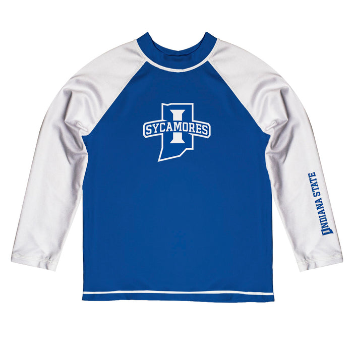 Indiana State Sycamores Vive La Fete Blue White Long Sleeve Raglan Rashguard