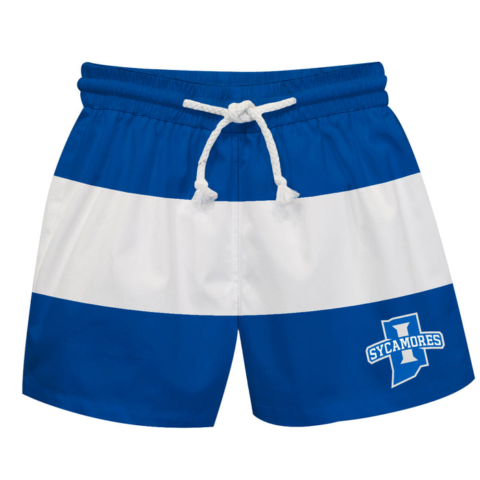 Indiana State Sycamores Vive La Fete Blue Gray Stripes Swimtrunks V2