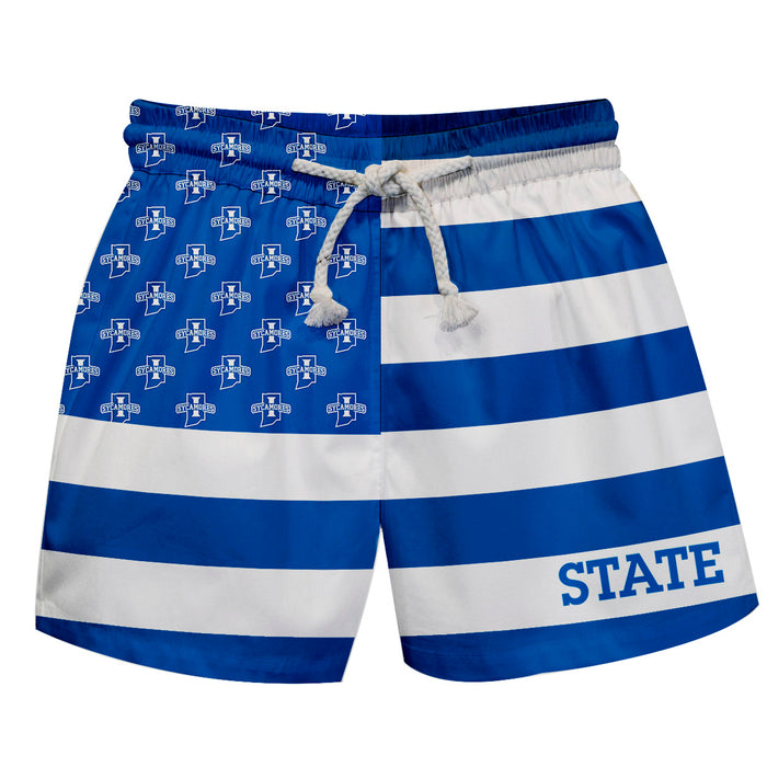 Indiana State Sycamores Vive La Fete Game Day Blue White Flag Swimtrunks V1