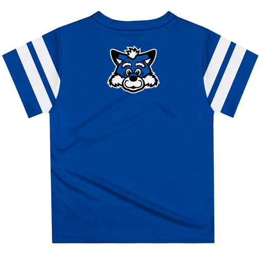 Indiana State Sycamores Vive La Fete Boys Game Day Blue Short Sleeve Tee with Stripes on Sleeves - Vive La Fête - Online Apparel Store