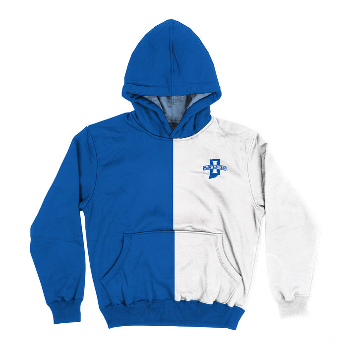 Indiana State Sycamores Vive La Fete Color Block Womens Blue White Fleece Long Sleeve Hoodie V2