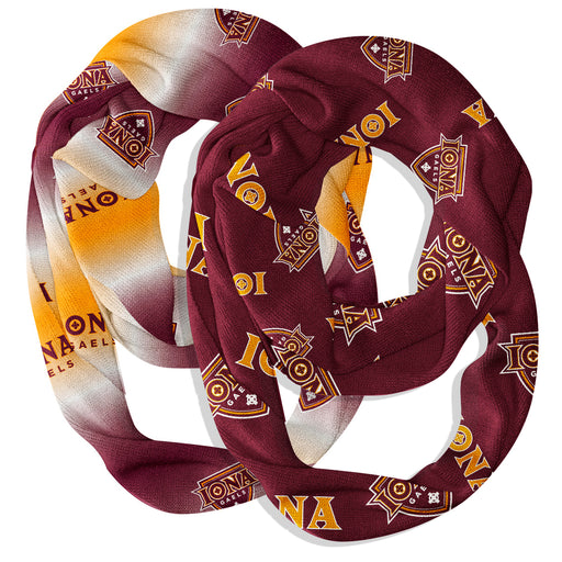 Iona College Gaels Vive La Fete All Over Logo Game Day Collegiate Women Set of 2 Light Weight Ultra Soft Infinity Scarfs