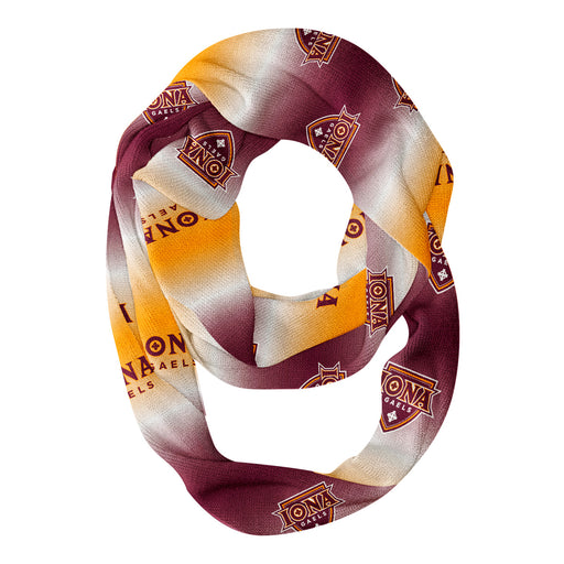 Iona Gaels Vive La Fete All Over Logo Game Day Collegiate Women Ultra Soft Knit Infinity Scarf
