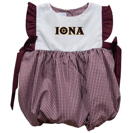 Iona College Gaels Embroidered Maroon Gingham Girls Bubble