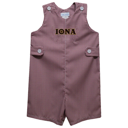 Iona College Gaels Embroidered Maroon Gingham Boys Jon Jon