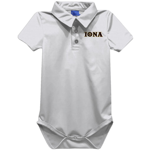 Iona College Gaels Embroidered White Solid Knit Polo Onesie