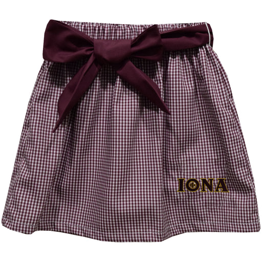 Iona College Gaels Embroidered Maroon Gingham Skirt With Sash