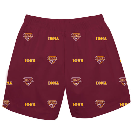 Iona Gaels Vive La Fete Boys Game Day All Over Logo Elastic Waist Classic Play Maroon Pull On Short