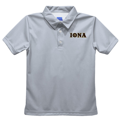 Iona College Gaels Embroidered Gray Short Sleeve Polo Box Shirt