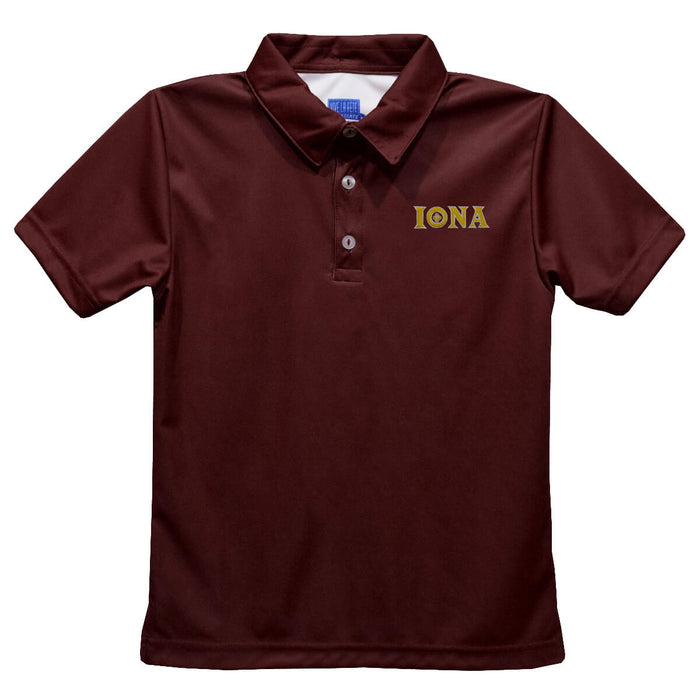 Iona College Gaels Embroidered Maroon Short Sleeve Polo Box Shirt
