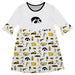 Iowa Hawkeyes 3/4 Sleeve Solid White Repeat Print Hand Sketched Vive La Fete Impressions Artwork on Skirt