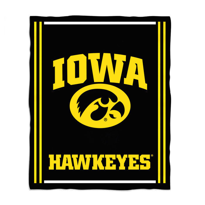 Iowa Hawkeyes Vive La Fete Kids Game Day Black Plush Soft Minky Blanket 36 x 48 Mascot