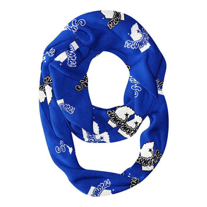 Indiana State University All Over Logo Blue Infinity Scarf - Vive La Fête - Online Apparel Store